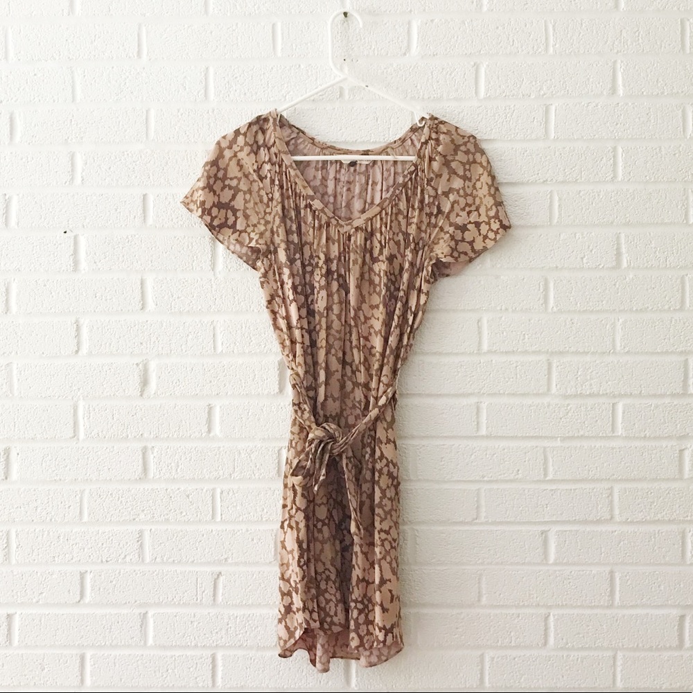 Rebecca Taylor Rayon Taupe Animal Print Dress 0